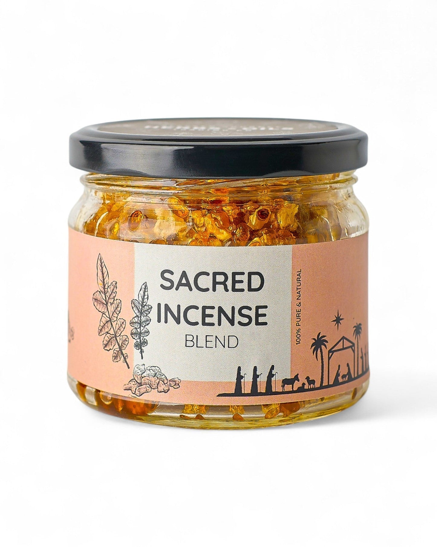 Jar of Sacred Frankincense Incense Blend with natural wildcrafted resins and herbal oils for aromatic and spiritual use