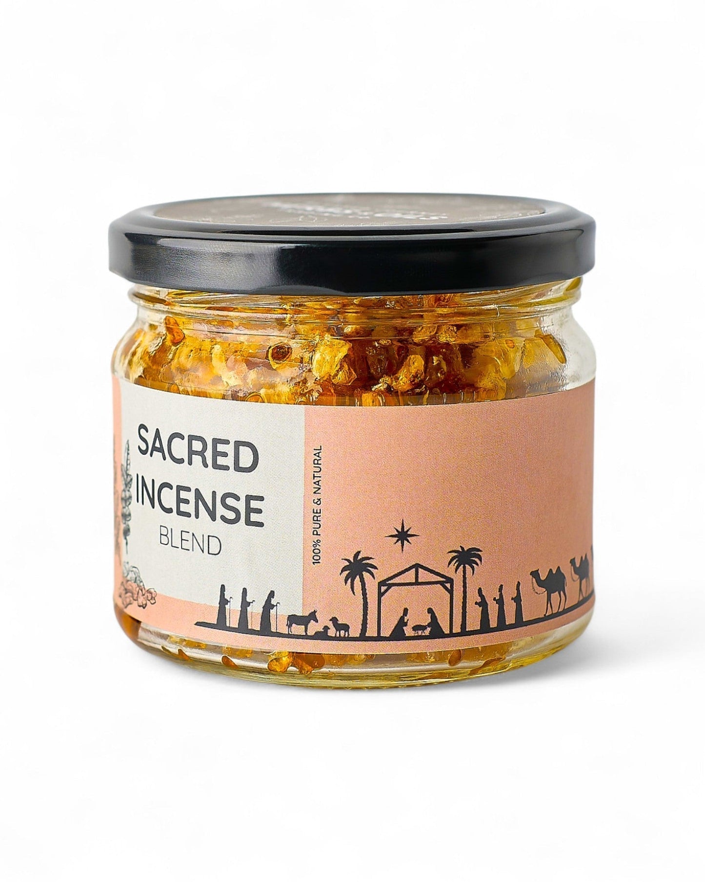 Jar of Sacred Frankincense Incense Blend with wildcrafted frankincense resins and handcrafted herbal oils for aromatic cleansing