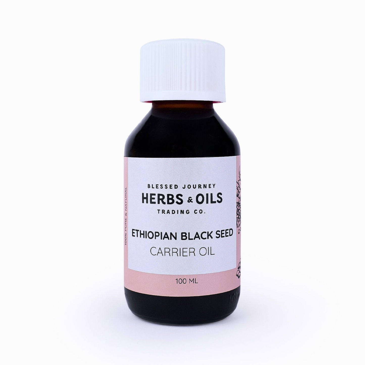 100ml bottle of pure Ethiopian Black Seed Oil cold-pressed for immune support and skin health