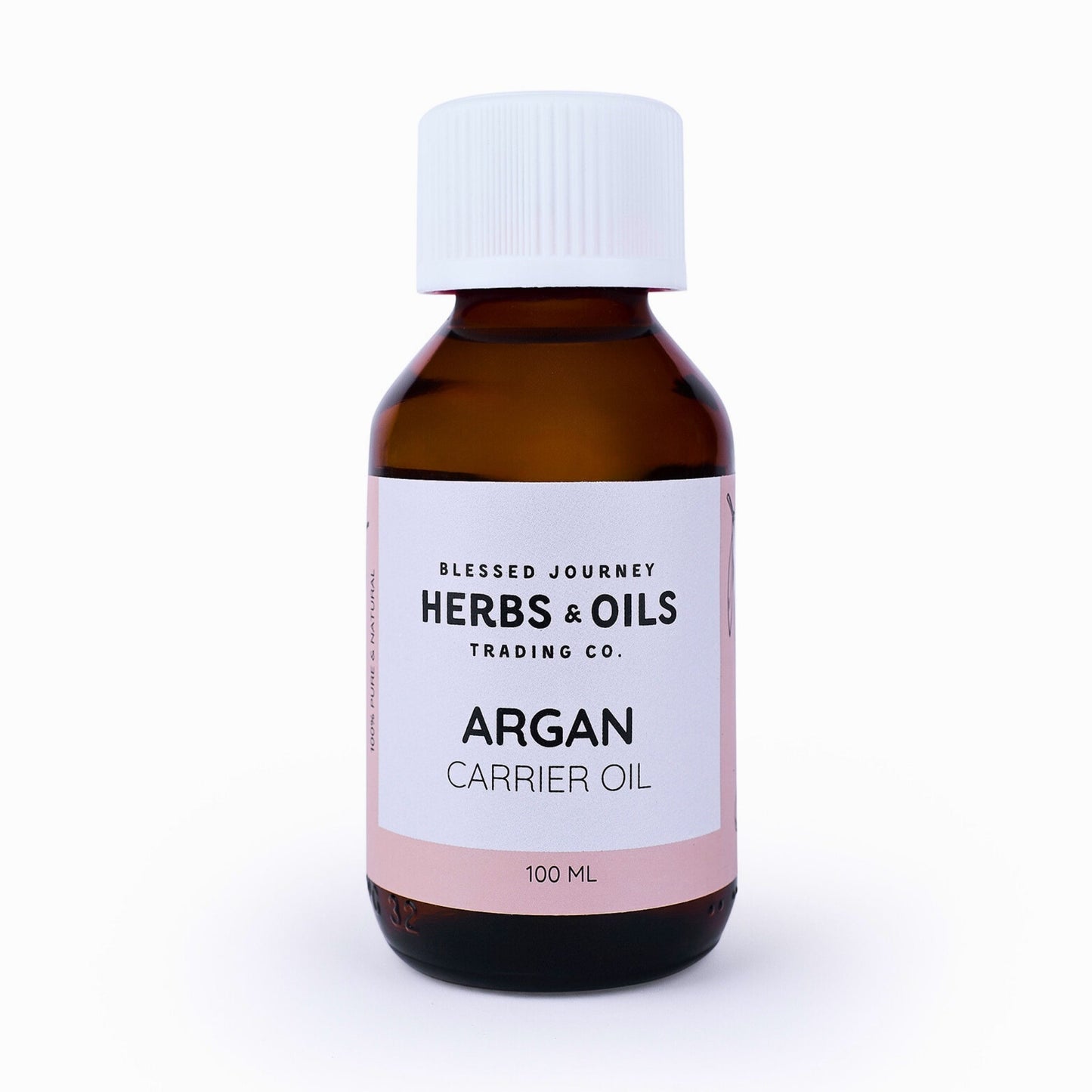 100ml bottle of pure cold-pressed Moroccan Argan oil in amber glass for skin and hair care