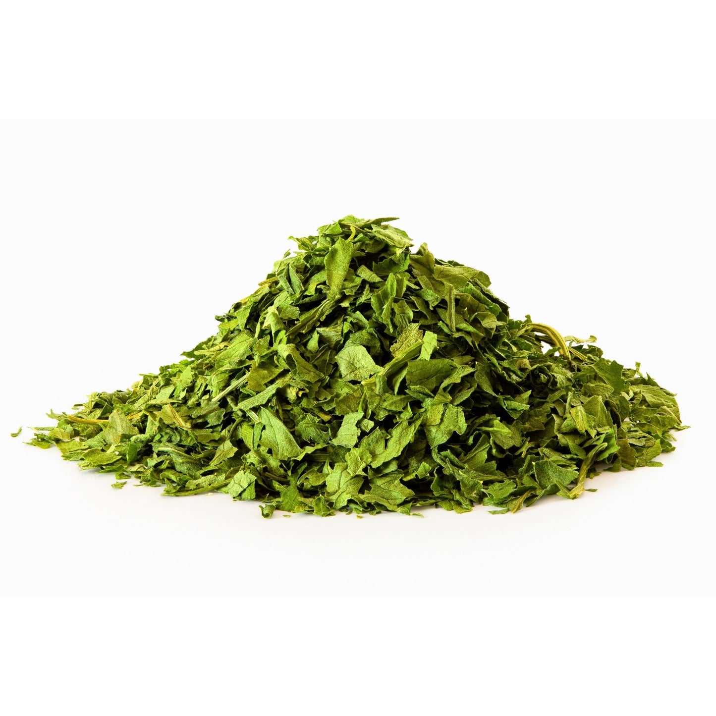 Organic dried parsley leaf cut and sifted for culinary and herbal use