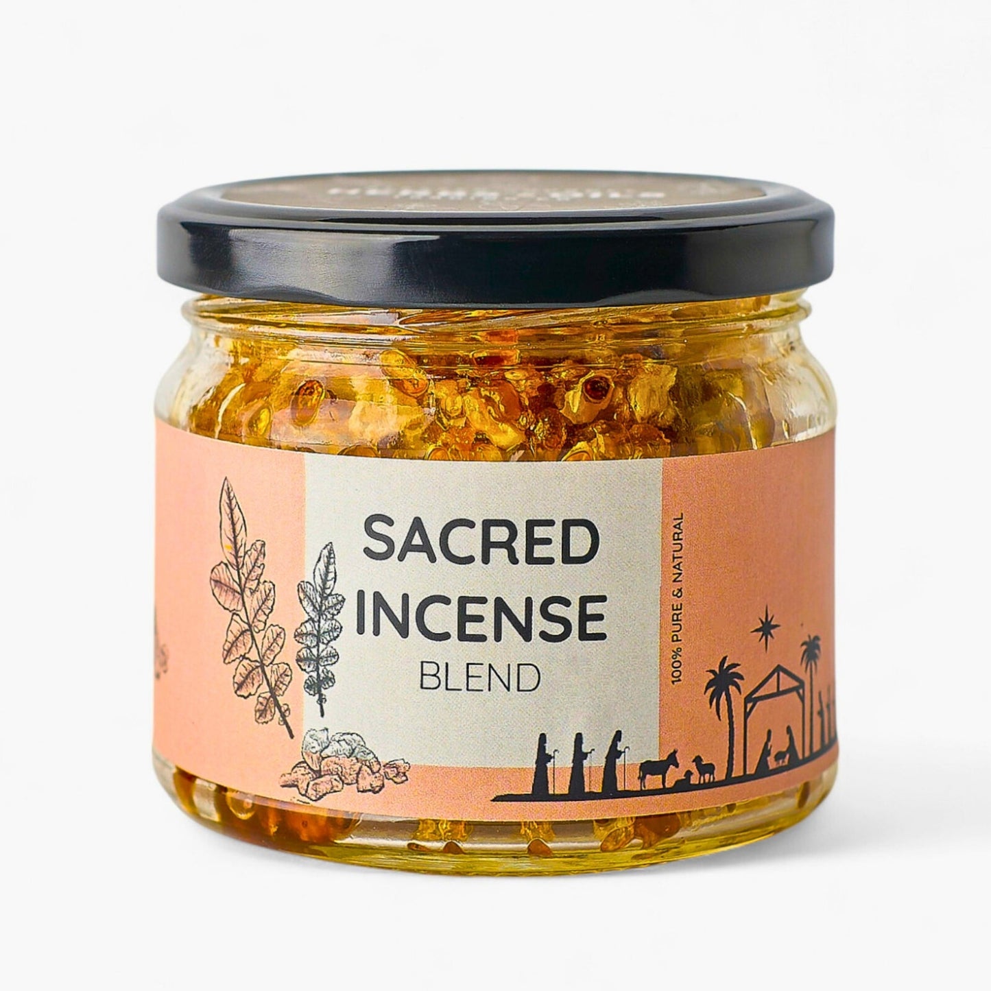 Jar of sacred frankincense incense blend with natural resin pieces and herbal oils