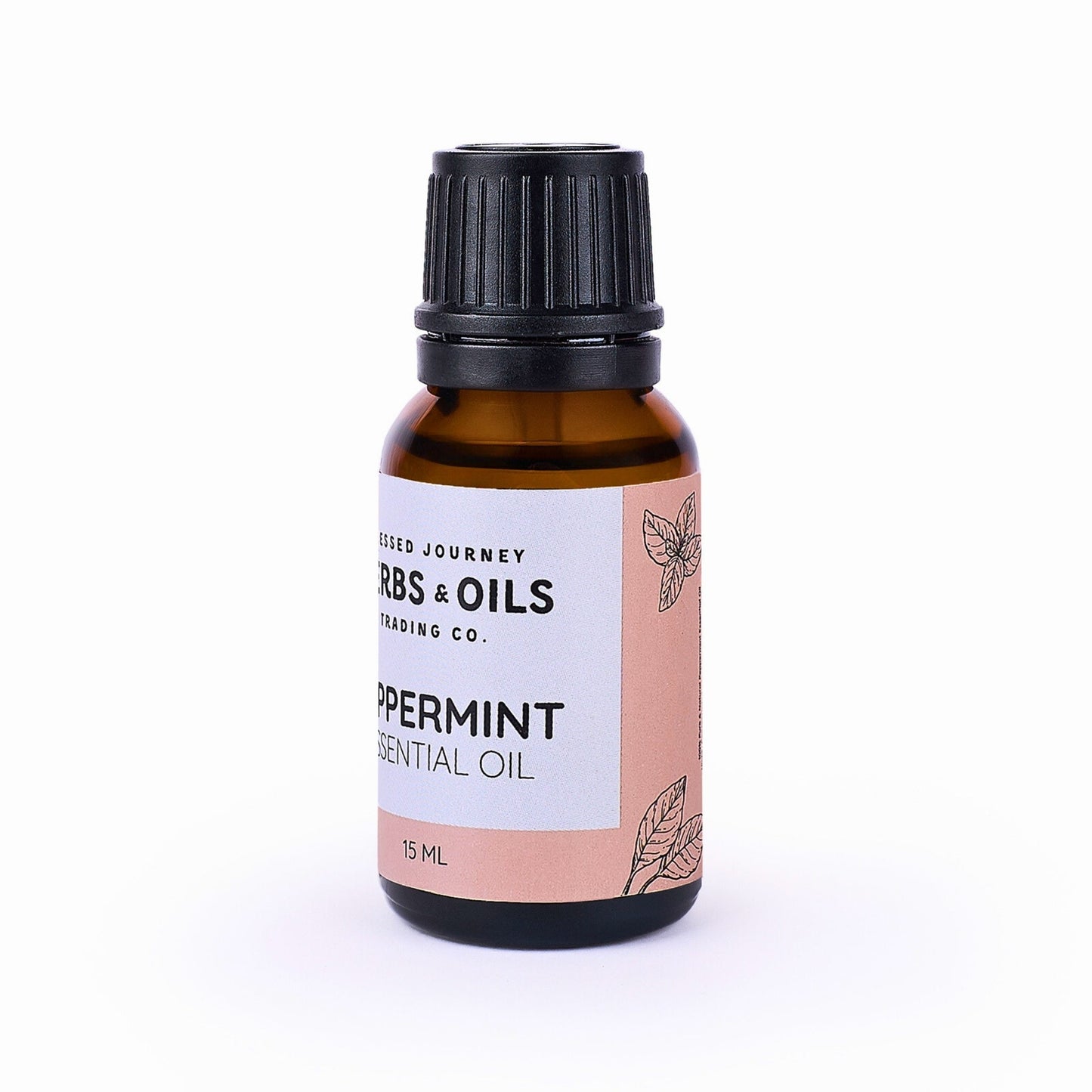 Amber glass bottle of 15ml peppermint essential oil with dropper for cooling and refreshing aromatherapy