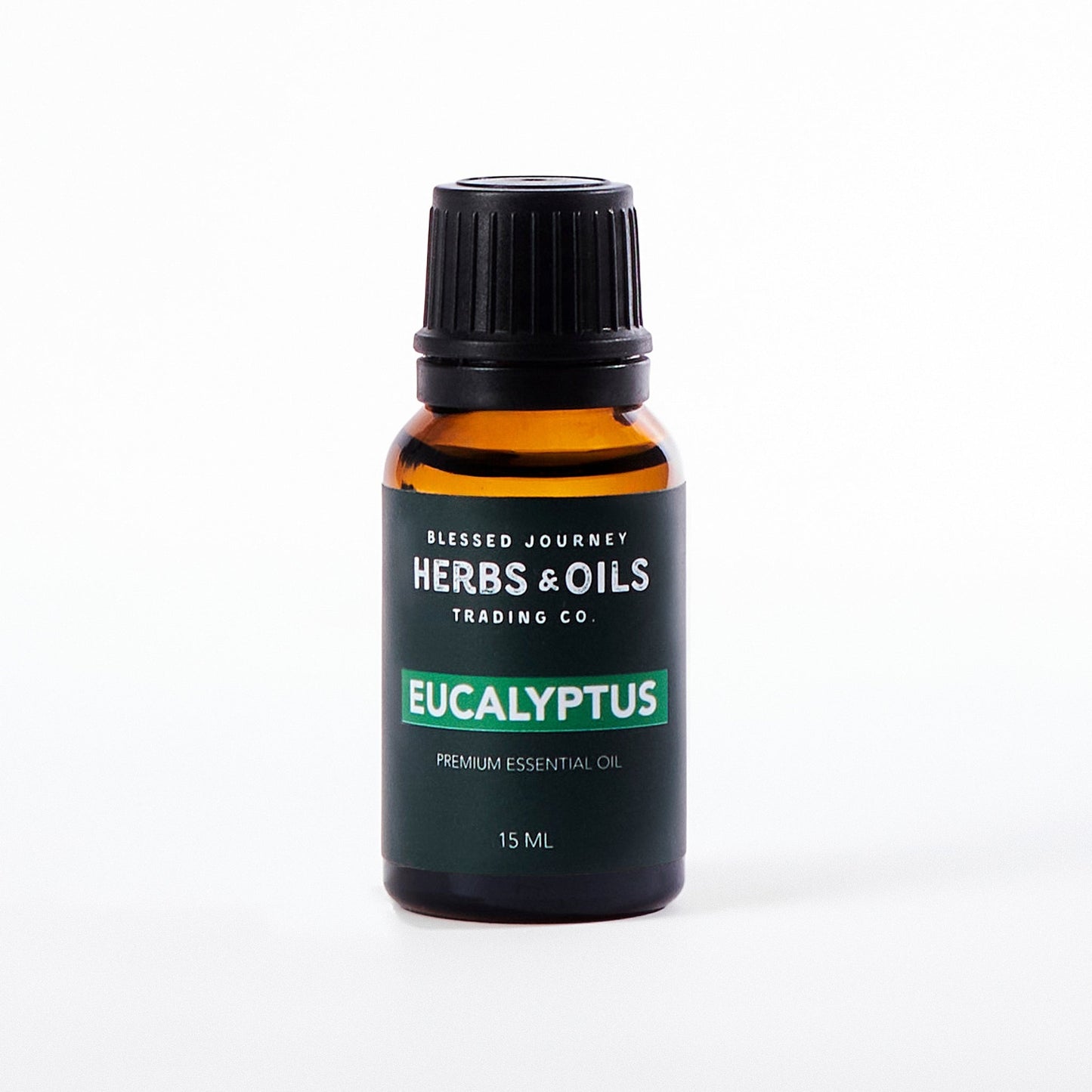15ml amber glass bottle of premium eucalyptus essential oil for mental clarity and respiratory relief