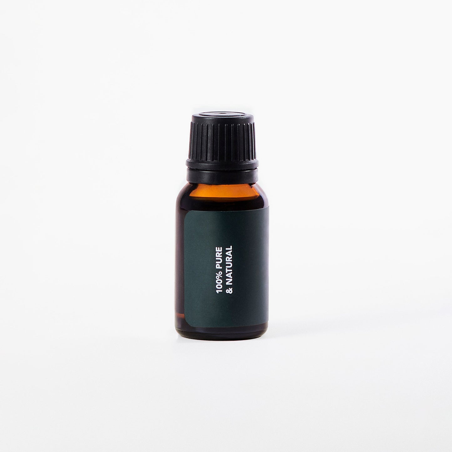 Amber glass bottle of 100% pure and natural Geranium essential oil with black cap