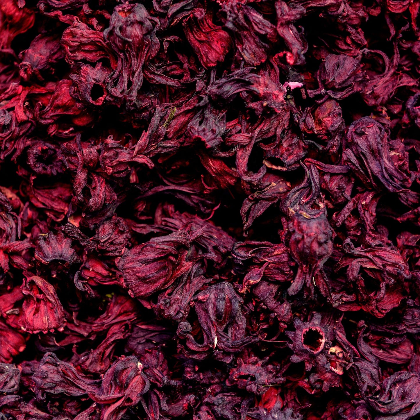 Organic dried hibiscus flowers (Hibiscus sabdariffa) vibrant crimson calyces for herbal tea and natural coloring 125g